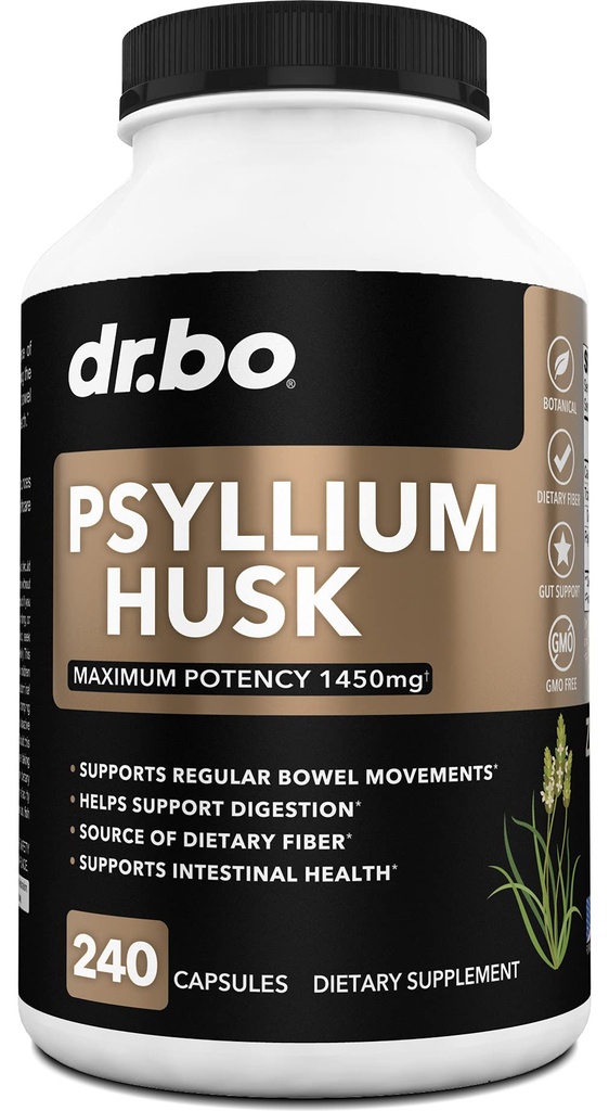 Psyllium Husk Kapsula Fiber Supplement - Naravne kapsule v prahu za zaprtje Relief za odrasle - Hranilna topen Fiber tablete & Dnevna podpora regularnosti - Bulk seme Husks Prebavne dopolnila