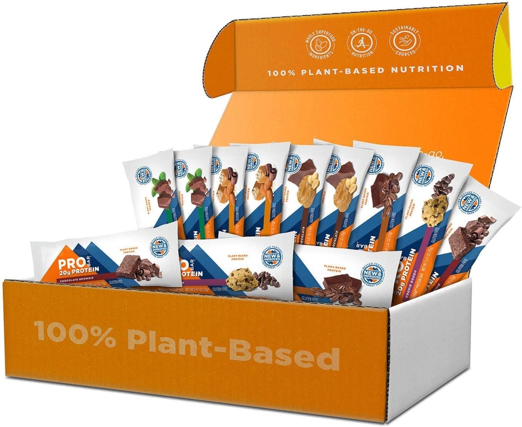 PROBAR - PROTEIN Bar, Variety Pack, Non-GMO, Gluten-free, zdravo, na osnovi rastlin, Vse sestavine hrane, Naravna energija (12 Število) - Okusi maj Vary