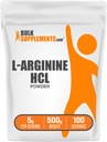 BulkSupplements.com L-Arginin HCl prašek - dodatek dušikovega oksida, Arginin prašek - nearomatiziran & gluten brez, 5g na serviranje, 500g (1,1 lbs) (Pack of 1)