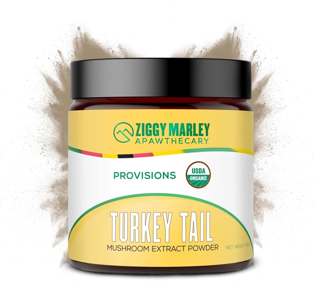 Ziggy Marley's USDA Organic Turkey repni gobi v prahu za pse in mačke – podpora Imuniteta in prebava – izvleček sadnega telesa, 90 Grams