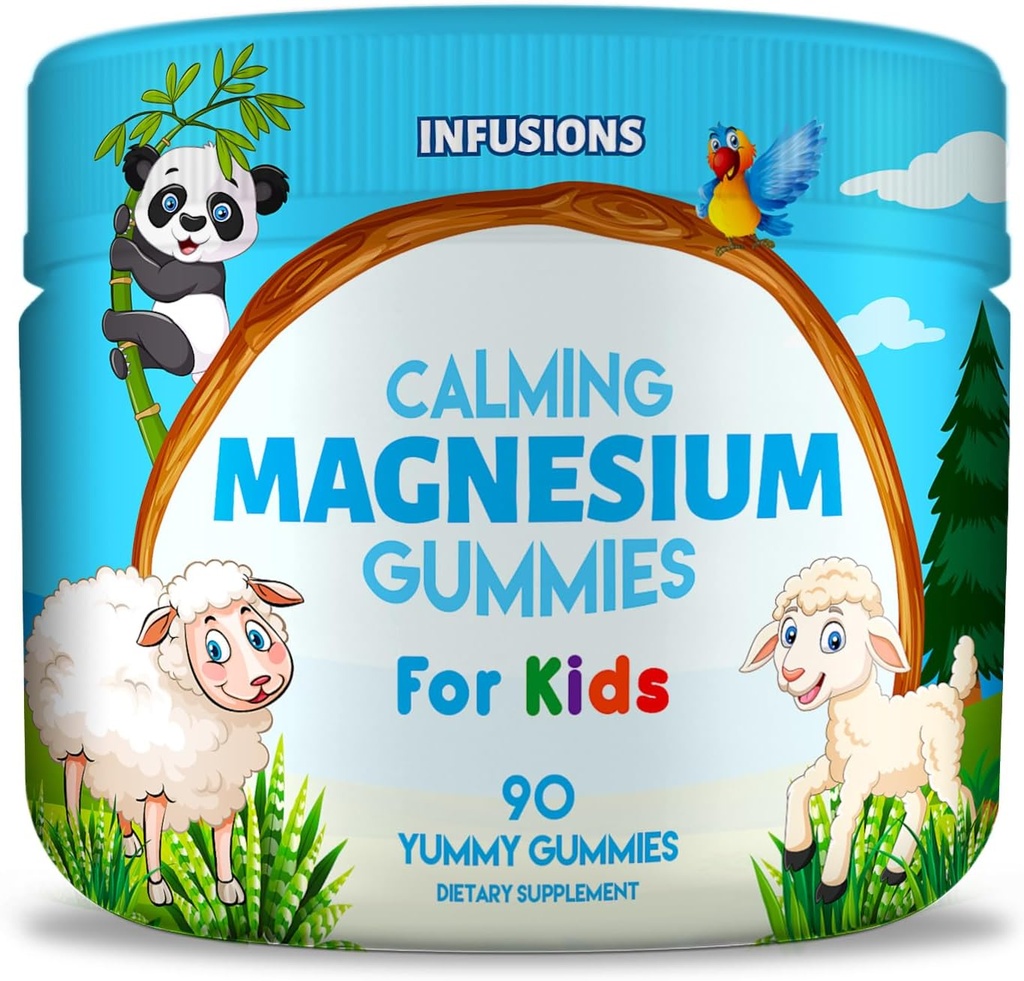 Infuzije Calm Magnezij Gumiji za otroke 90 Count - Zdrave mišice kostna energija podpora mehko in okusno Vegan prijazno & non-GMO