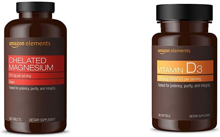 Elementi kelirani magnezijev glicinat (240 tablet) in vitamin D3 (180 kapsul)