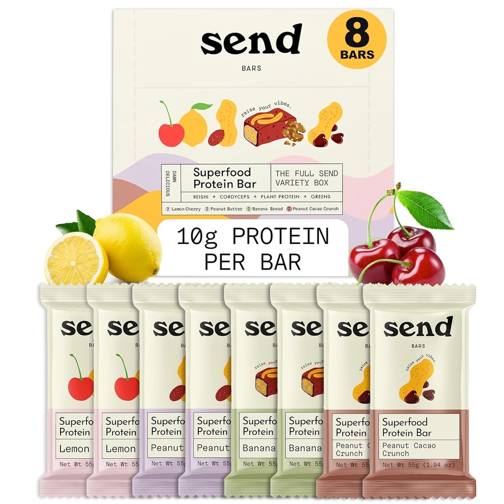Pošlji čokoladice Rastlinske veganske zdrave proteinske čokoladice, z zelenimi (Variety Pack, 8 Bars) – Samo prave sestavine, nič dodanega sladkorja, Gluten-free, Dairy-free