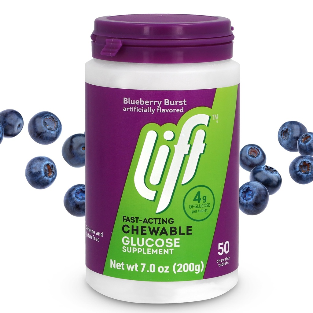 Lift Glukoza hitro delujoča Glukoza žvečljive energijske tablete, borovnice, 50 ct Jar (paket z 1)