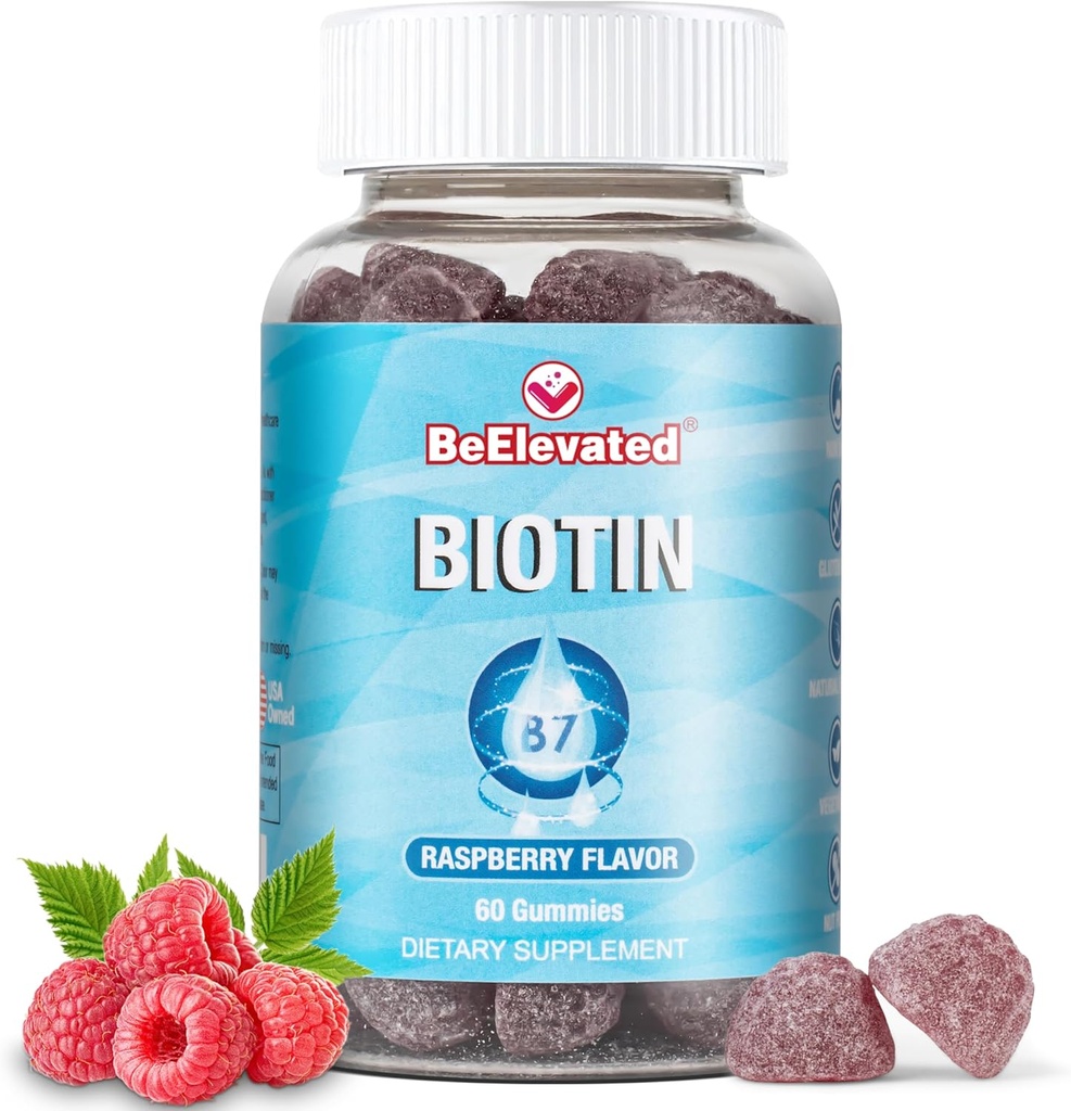 Biotin Gumies - Lasje in nohti moč rast Vitamini dopolnila za ženske zdravje in lepoto - 10000 MCG kože žvečljivi dodatek - Raspberry aroma - (60 Count steklenica)