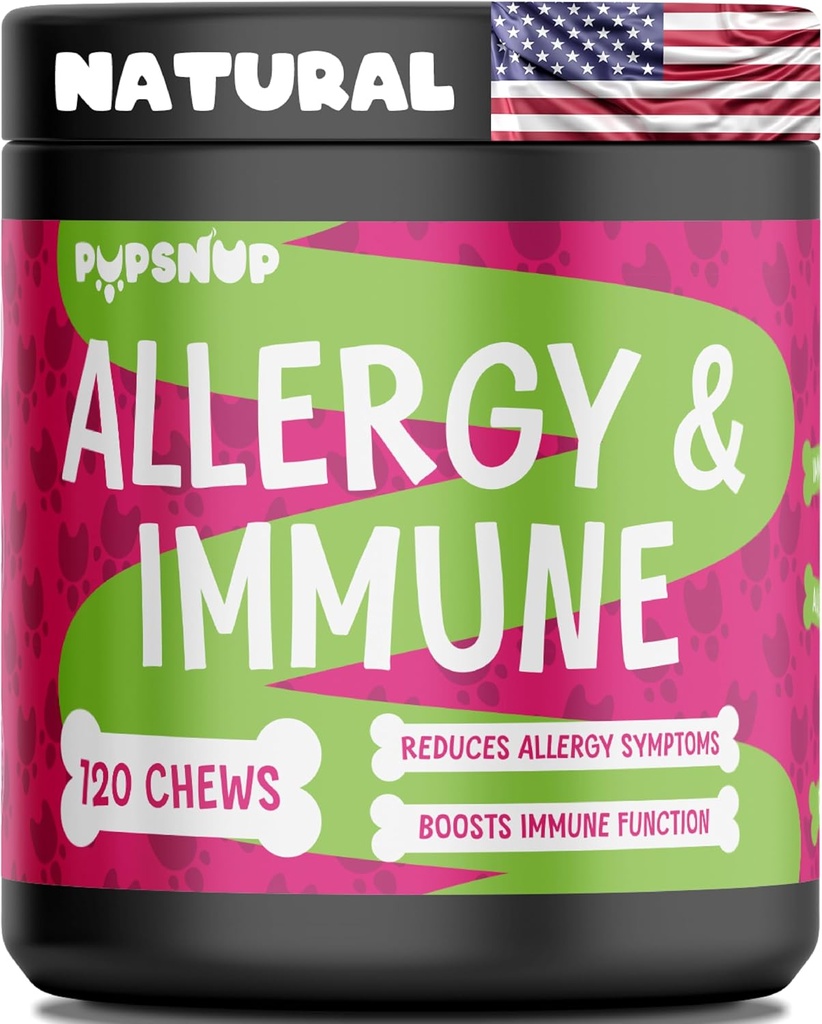 PupSnup- Alergija & Imunski probiotiki za pse- Alergija Chews, Sezonske alergije, kože in plašč dodatek 120 Soft Chews- Izdelano v ZDA