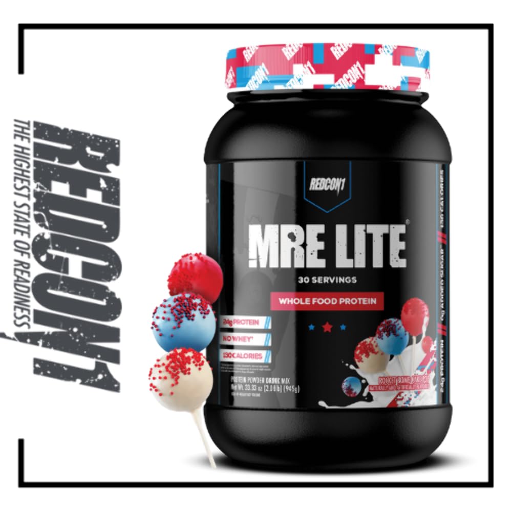Redcon1 MRE Lite Cela hrana z nizko vsebnostjo ogljikovih hidratov nadomestek beljakovin v prahu - Rocket Bomb Cake Pop (2.11 Lbs. / 30 Servings)