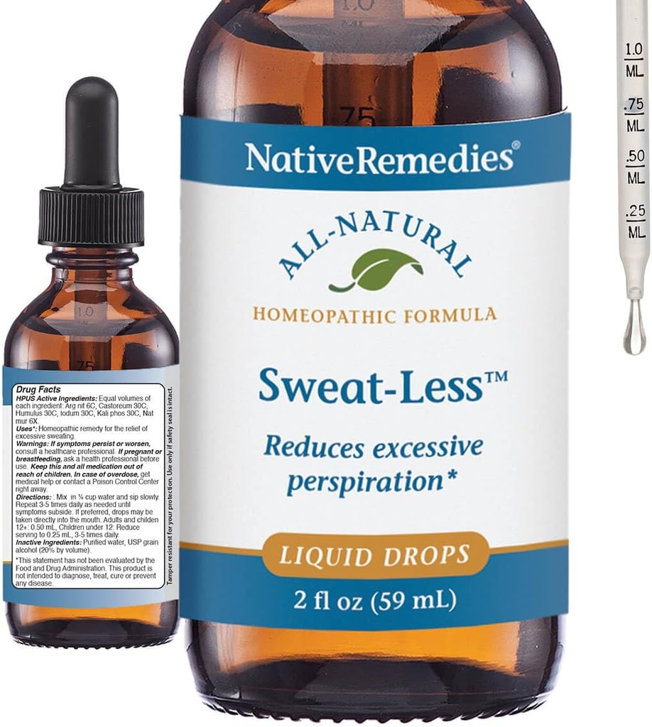 Native Remedies Sweat-Less - Naravna homeopatska formula za prekomerno potenje, potenje in Clamminess - 59 ml