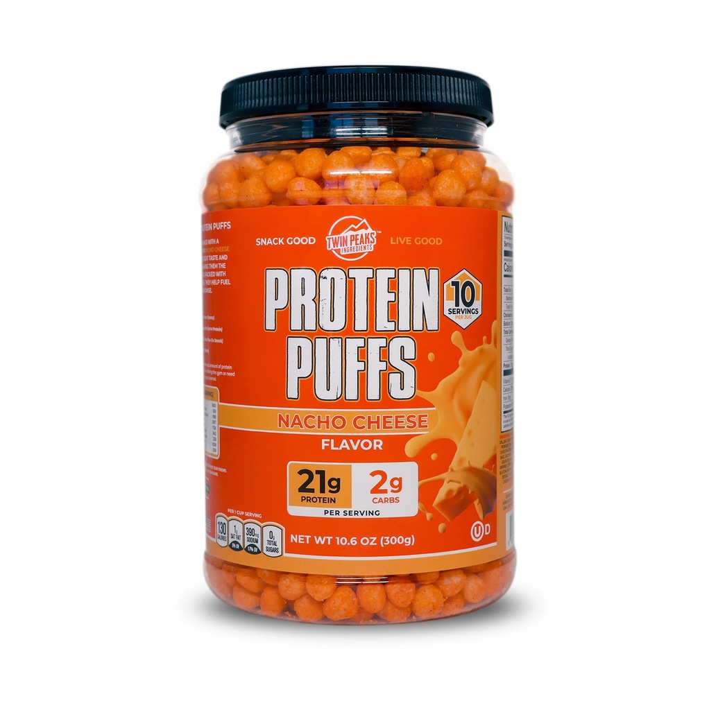 Twin Peaks Protein Puffs - (nacho sir), Keto prijazno, Prigrizek z nizko vsebnostjo ogljikovih hidratov (300g, 21g beljakovine, 2g neto ogljikove hidrate, visoke beljakovine, zdravi prigrizek)
