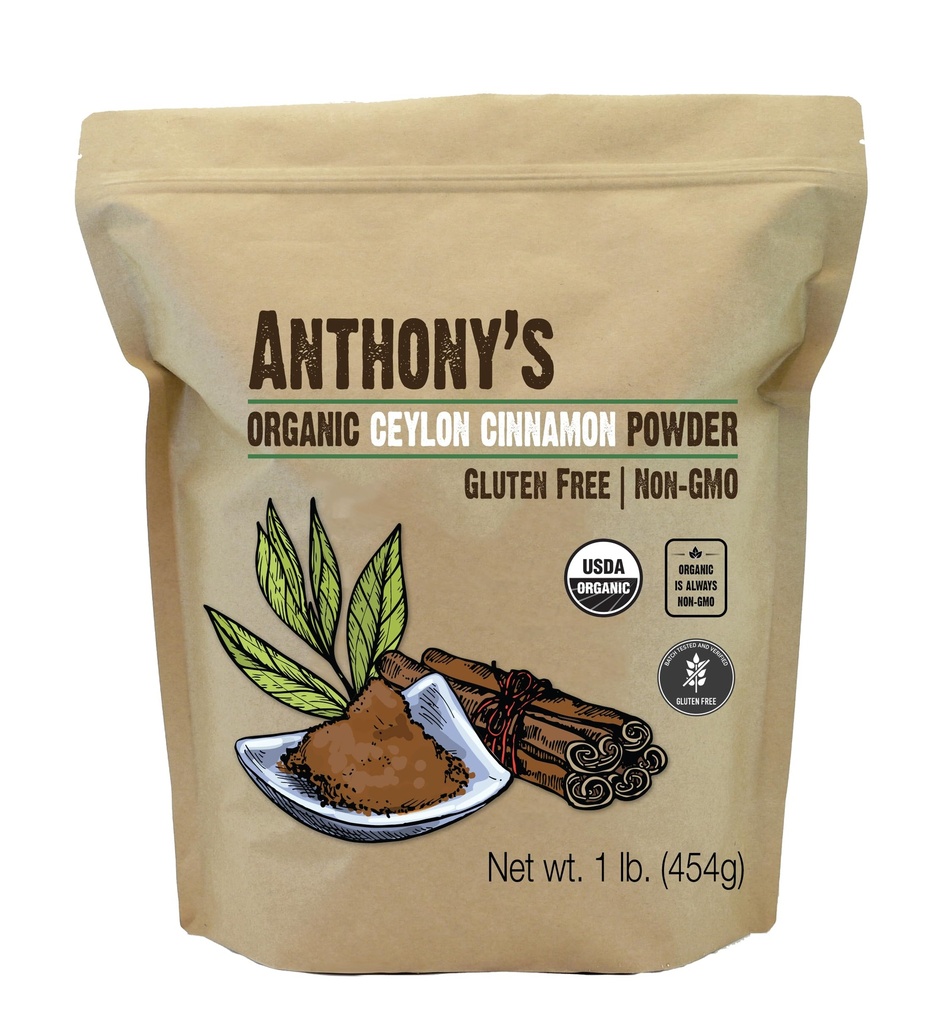 Anthony's Organic Ceylon cimetov prah, 1 lb, tla, Gluten prost, neobsevani, ne GSO, Keto prijazno