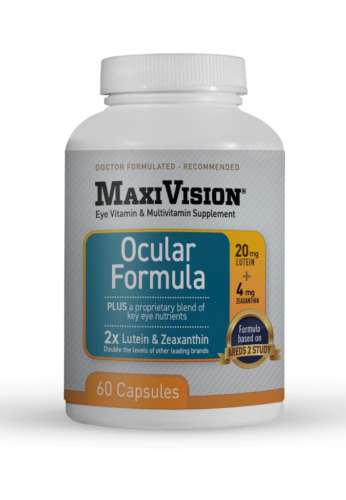 MaxiVision® Okular Formula - AREDS2 - Eye Vitamins & Multivitamin - Lutein in Zeaksantin - 1 steklenica (60 kapsul)