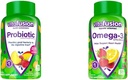 Vitafusion Probiotic Gummy dopolnila, Raspberry, Peach in Mango Okusi & Omega-3 Gummy vitamini, Berry limonada aromatizirana, zdravje srca vitamini(1) z Omega