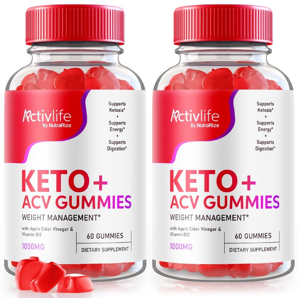 NutraRize (Pack 2 ActivLife Keto + ACV Gummies za napredno hujšanje, Napredna Formula, Mnenja (120 Gummies)