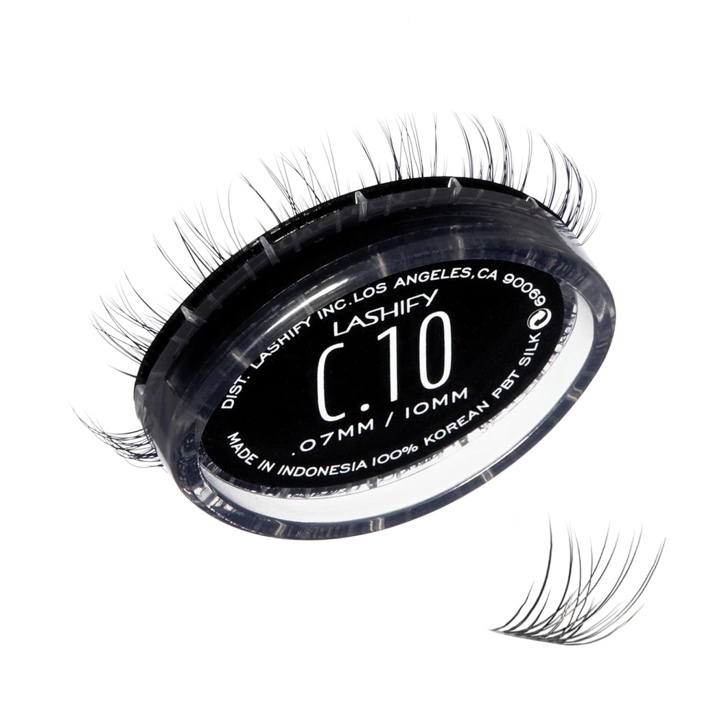 Lashify Curl 10mm Gossamer DIY trepalnice razširitve ponovno polnjenje, črna, enostavno lažne trepalnice za naravni videz