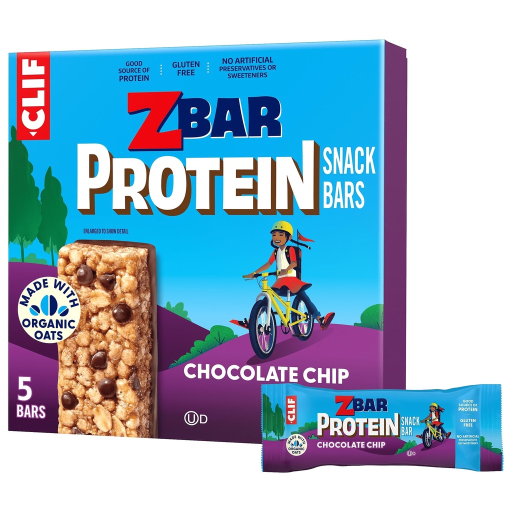 CLIF Kid Zbar Protein - čokoladni čip - Crispy Cela zrna Prigrizki - Izdelano z organskimi ovesi - Non-GMO - 5g Beljakovine - 1,27 oz. (5 pakiranje)