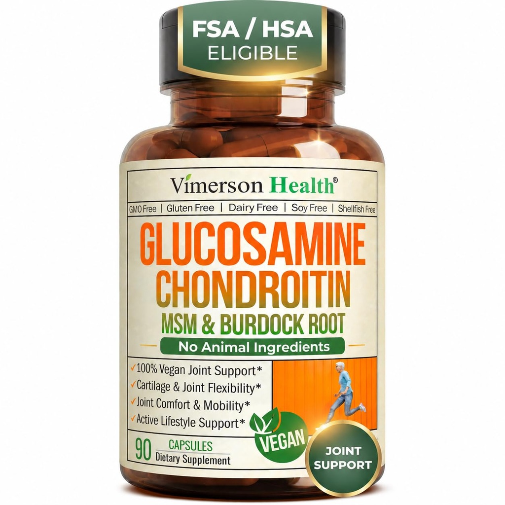 Glukozamin Chondroitin MSM – Skupna podpora za ženske in moške z glukozamin sulfat 1500 mg, hondroitin in MSM – za kartilažo, skupno zdravje in prilagodljivost – 90 kapsul, Vegan