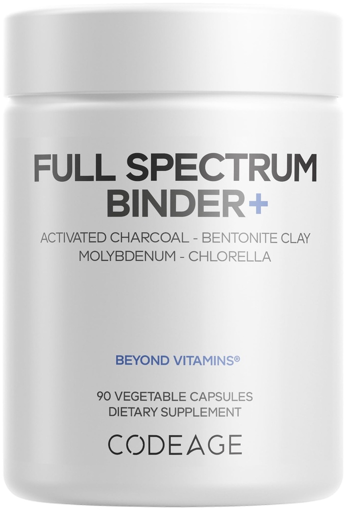 Koda Binder + sistemski Binder dodatek - Aktivirane Charcoal tablete, Bentonit Clay Mineral Powder, Fulvic & Humic Acids, Molibden, ogljikove oblike - 90 kapsul