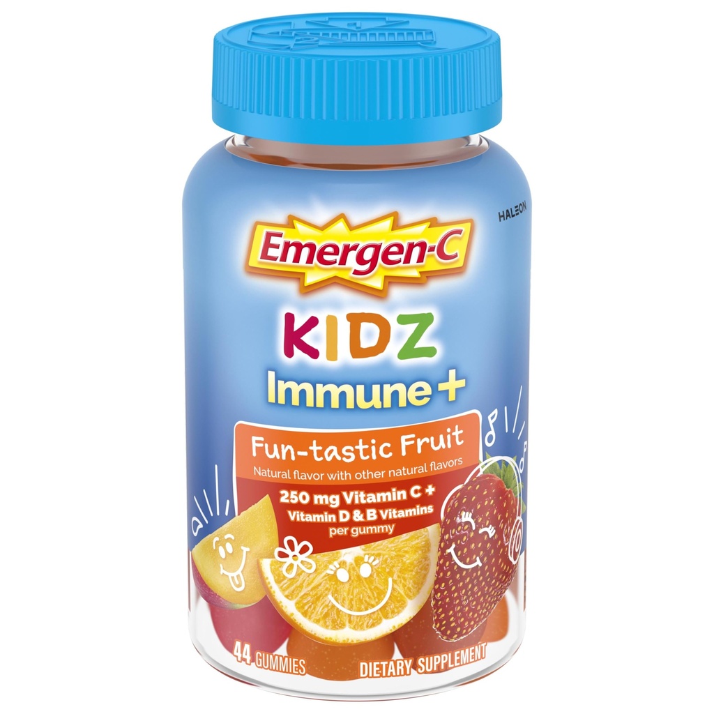 Emergen-C Kidz Vitamin C Imunska podpora Gumies Fun-Tastic sadje 44CT vključuje cink, mangan, B Vitamini in vitamin D za Nazaj na šolo esenciali