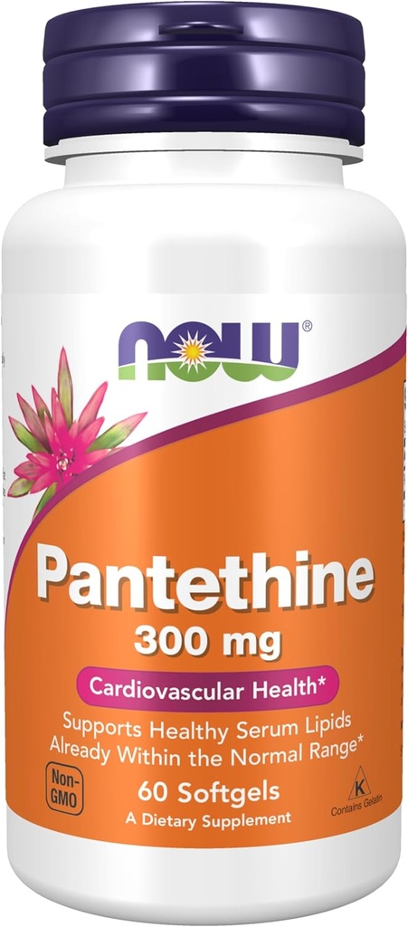 NOW Foods Supplements, Pantethine (Coencim A Precursor) 300 mg, Kardiovaskularno zdravje*, 60 Softgels