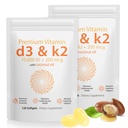 D3 K2 vitamin 10000 i.e. - 240 Softgel deviškega kokosovega olja, 2 v 1 Vitamin D & K Complex dodatek Softgel - Imunska podpora in kalcijeva absorpcija, zdravje kosti in srca (240 število (Pack po 2)