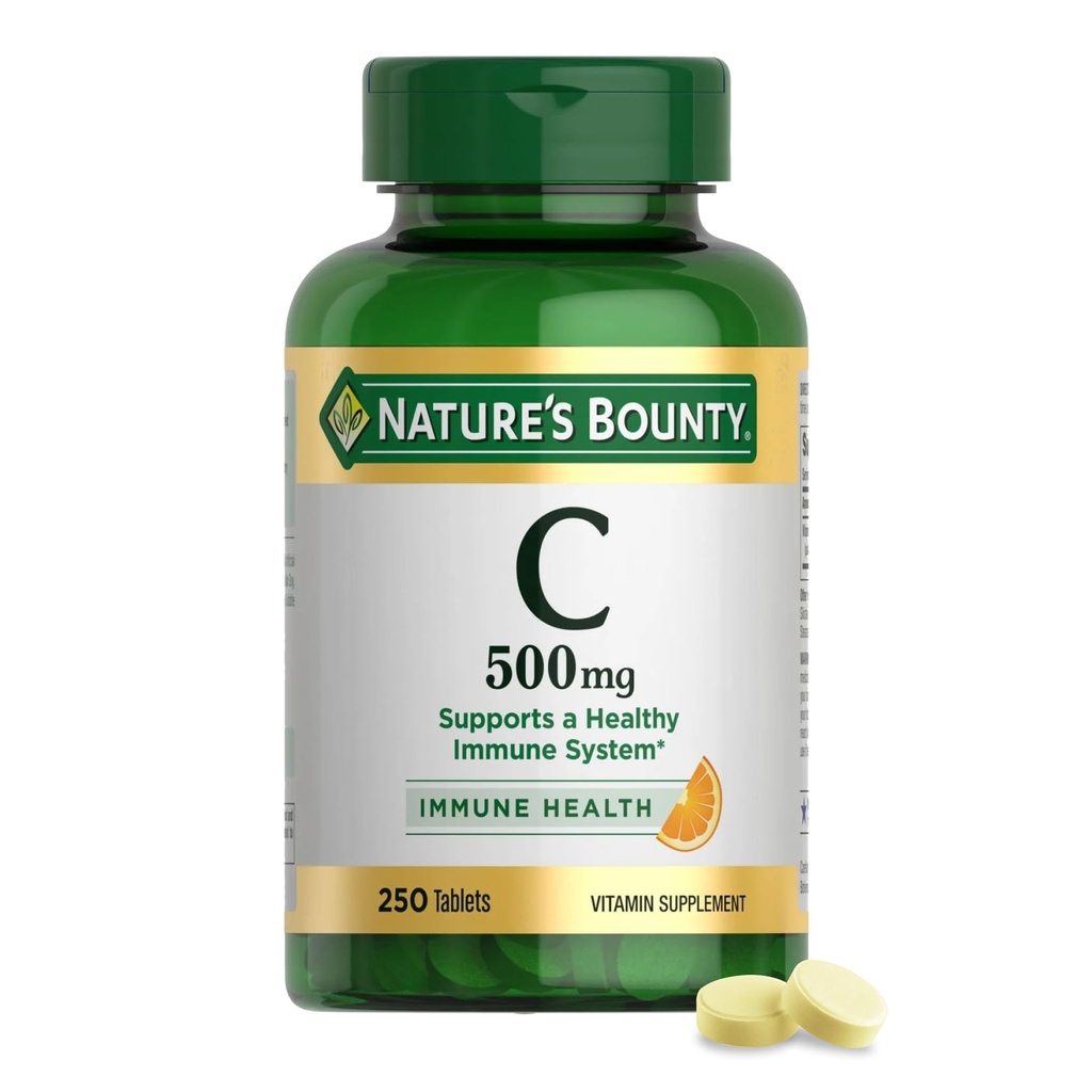 Naravni Bounty Vitamin C 500mg, Podpira zdravo imunski sistem, Dnevni vitamin dopolnilo, 250 Vegetarijanske tablete