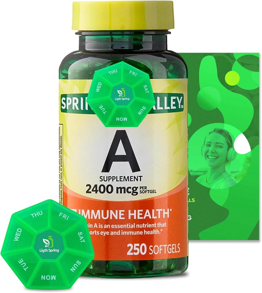 Vitamin A dodatek 2400 mcg, 250 Softgels s svežnjem ekskluzivnih vitaminov in mineralov - A do Z - boljši Ligth&Spring vodnik