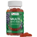 YUM-V's Iron Gummies - Multivitaminski železov dodatek z vitaminom C, A, B & cink, podpira kisik v krvi, Veganske dodatke za ženske, moške in otroke za rast in razvoj - grozdni okus 