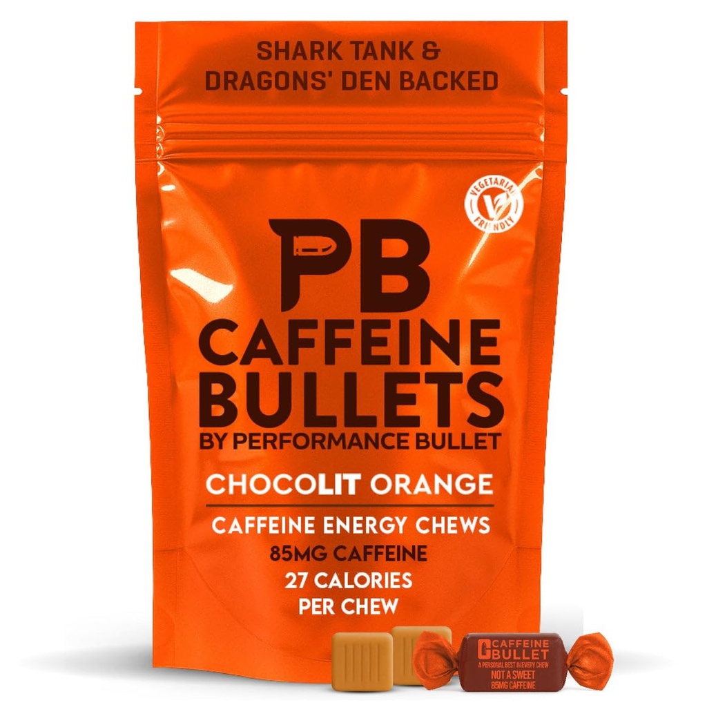 Kofein Bullet Energy Chews - Chocolate Orange. 16 * 85mg - Hitrejši Kick kot tablete, Gels & Gum. Šport Znanost za tek, kolesarjenje, Gaming. Pred treningom vzdržljivosti.