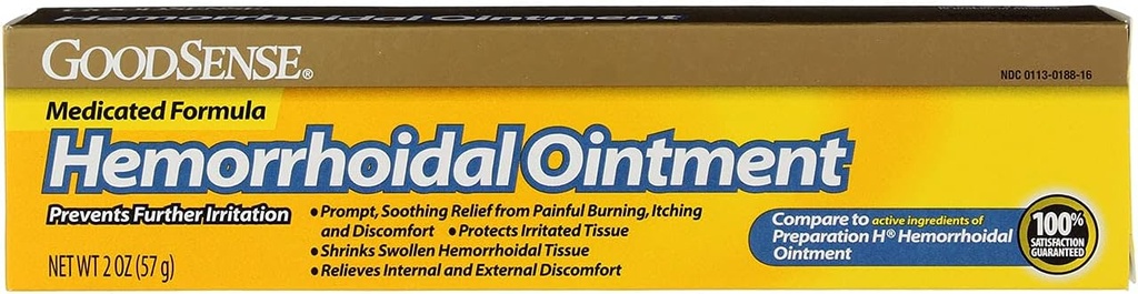 GoodSense Hemorrhoidalno mazilo, Fenilefrin HCl, Petrolatum, mineralno olje, Olajšanje gorenja, srbenje in neugodje hemoroidov, 2 Ounces