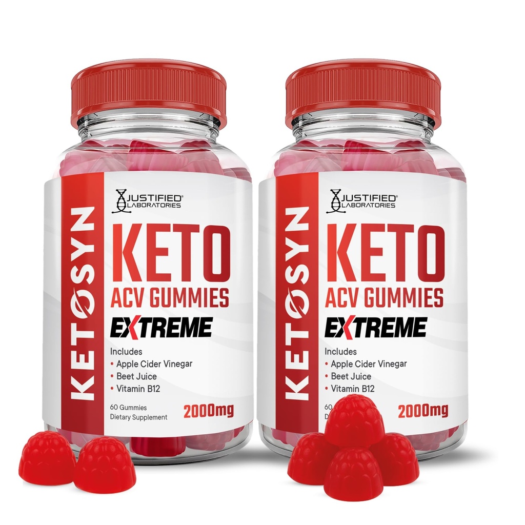 Upravičeni laboratoriji (2 paket Ketosyn Keto ACV Gummies Extreme 2000MG Ketosyn Keto Gummies Apple Cider Vinegar Oblikovan z Granit Beet Juice v prahu B12 Vegan Non GSO 120 Gummys