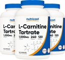 Nutricost L-karnitin tartrat 500 mg, 240 kapsul - 1000 mg na postrežbo (3 steklenice)