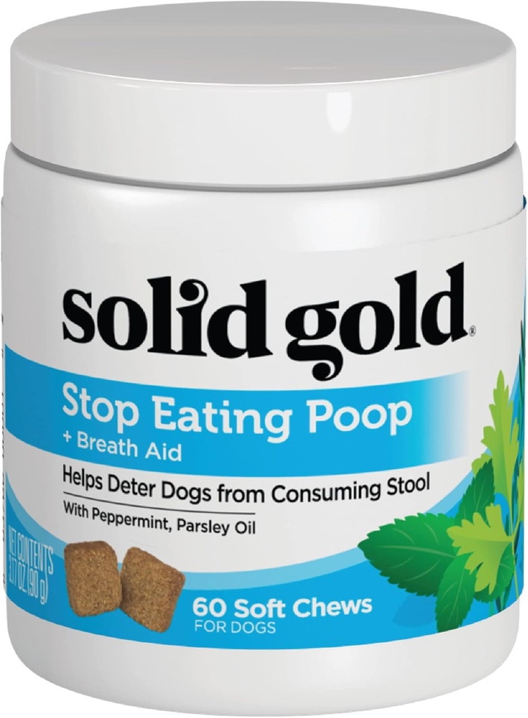 Polno zlato brez poo žveči za pse - koprofagija Deterrent & Stool Jedo Deterrent za pse, ki jedo pes Poop - Stop jesti Poop žveči s peppermint in probiotiki za Gut & pomoč za dihanje - 60ct