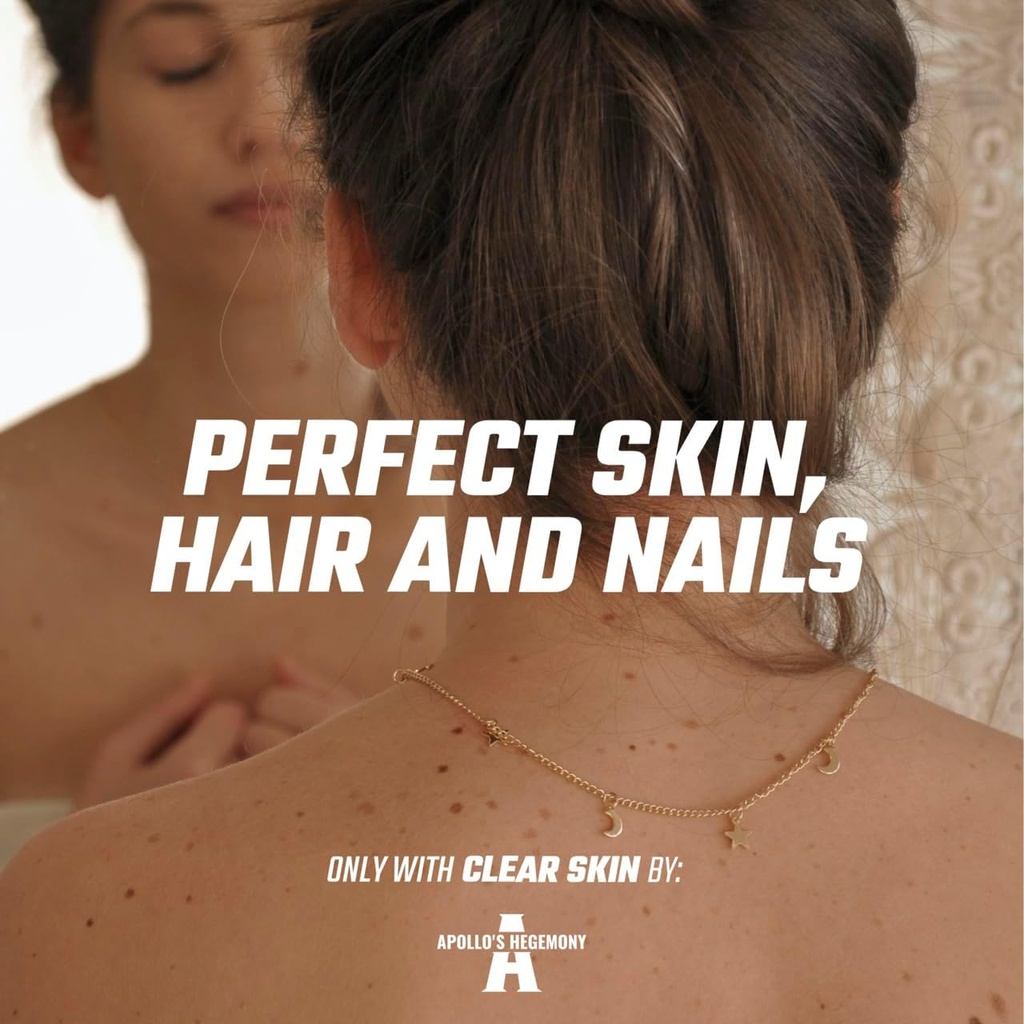 APOLLO'S HEGEMONY Clear Skin - 180 Veganske kapsule - Vitamin B5 200mg (pantotenska kislina) in Acetil-L-karnitin 70mg, Anti-Akne, Okrepljeno zdravje kože, Vitamin B5 Dodatek