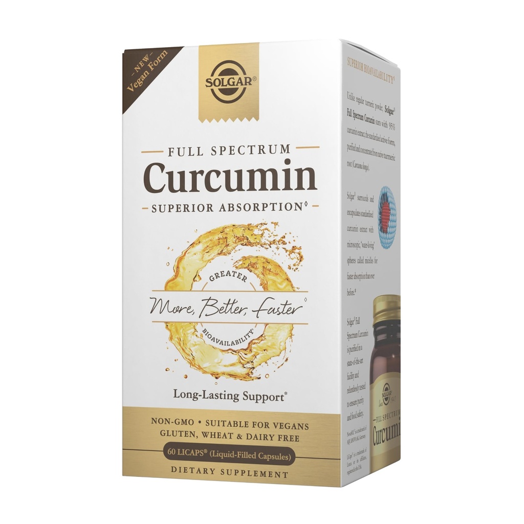 Solgar Polni spekter Curcumin - 60 LiCaps - Vrhunska absorpcija - Možgani, Joint & Imune Health - Non-GMO, Vegan, Gluten Free, Dairy Free - 60 Servings