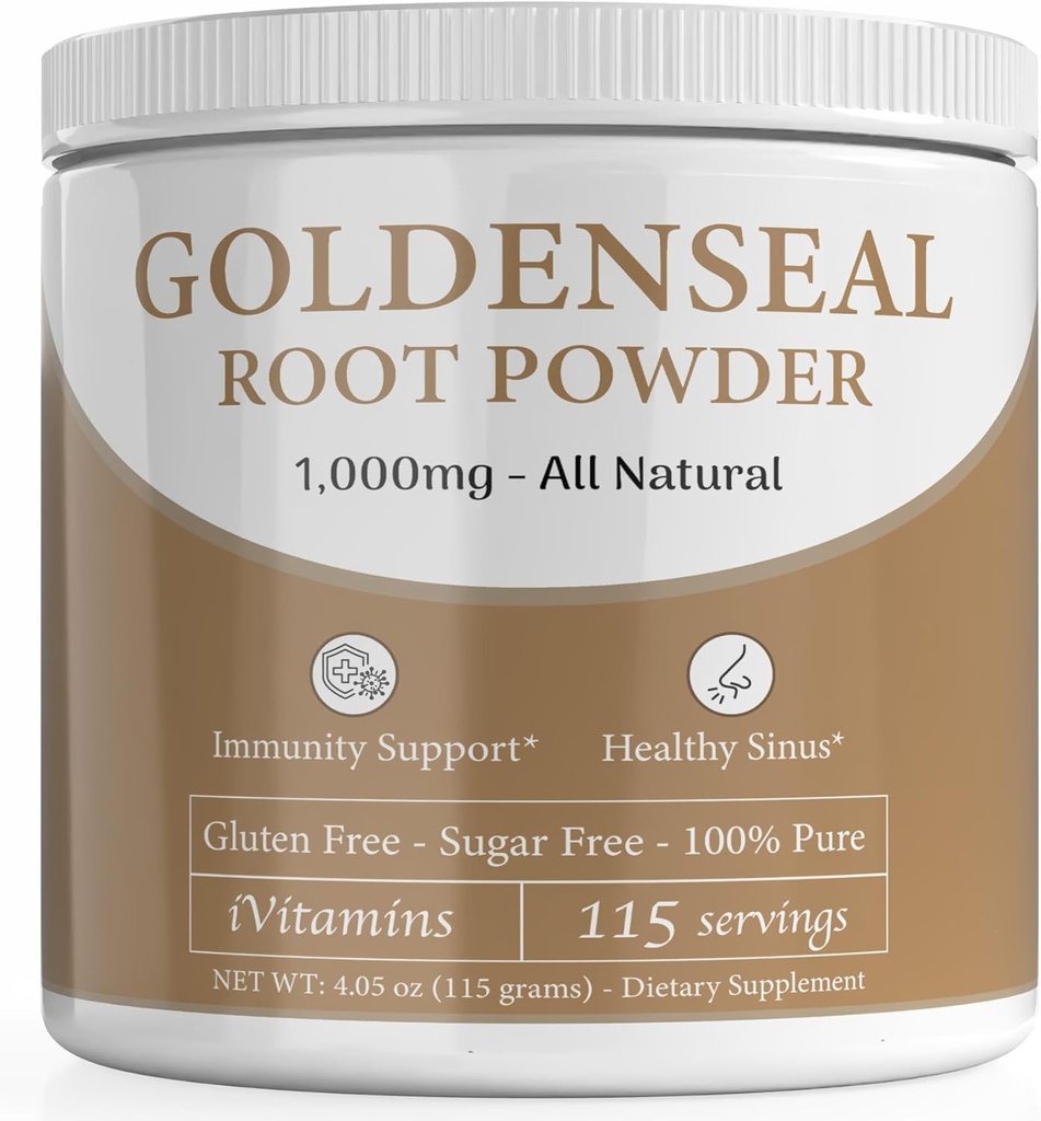 Golden Seal Powder - Golden Seal Powder for Sinus - Goldenseal - Echinacea Goldenseal - Goldenseal Root - Golden Seal - Goldenseal Root Powder Organic - 1000mg na Serving - 115 Servings