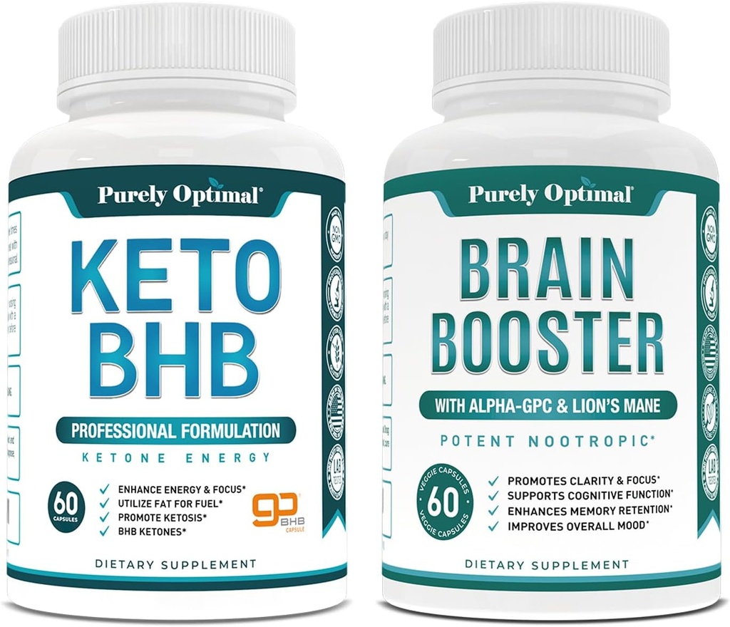 Čisto optimal Keto BHB Exogene Ketones dodatek + Premium Brain Supplement - Nootropic Brain Booster for Focus, Clarity, Izboljšan spomin, Koncentracija in boljši razpoloženj
