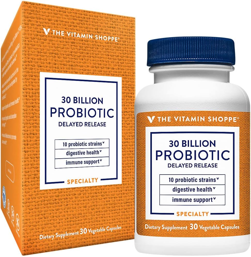 Vitamin Shoppe Probiotic Zakasnjena sprostitev 30 milijard - z 10 Probiotic sevi za podporo prebavne, Imunsko in vaginalno zdravje ali Yeast Imbalance - Rokavice Stable (30 Veggie Caps)