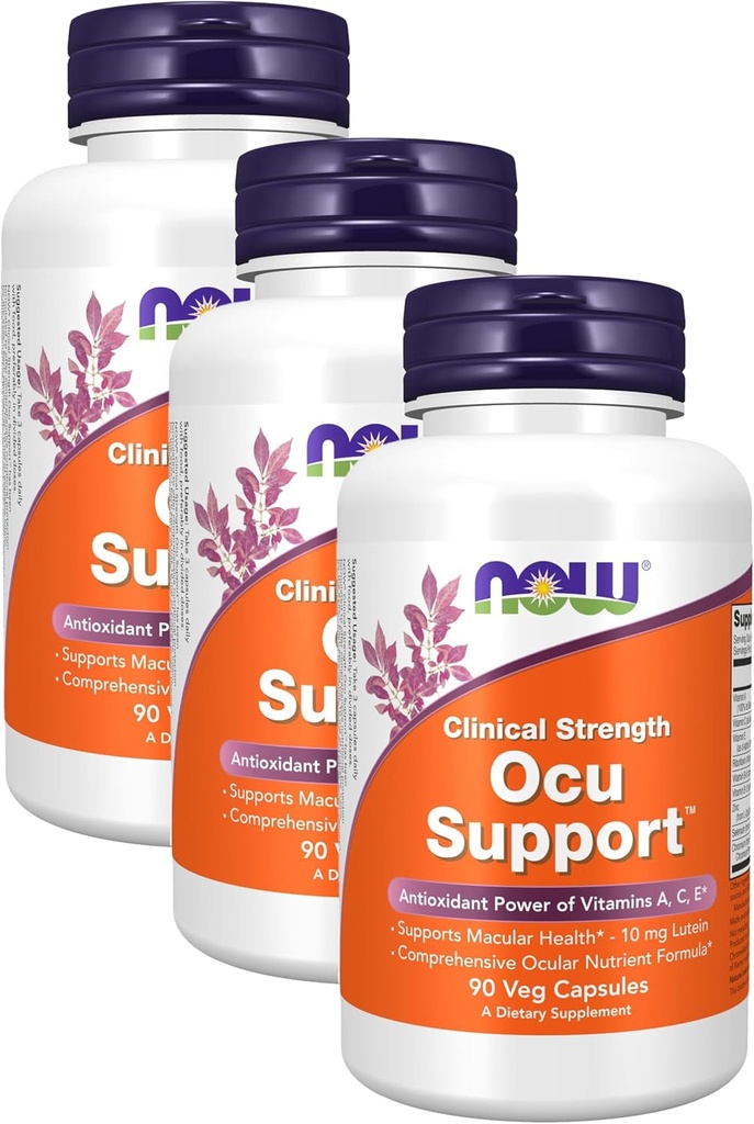 NOW Supplements, Ocu SupportTM with FloraGLO® Lutein, Plus Vitamini A, C in E, 90 Veg kapsule (Pack po 3)