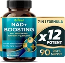 Grimed NAD + povečanje 16,550mg- x12 Moč z NR + Resveratrol Turmeric + Quercetin - Celična energija, celična popravila, zdravo staranje - ZDA Made & Tested (90 Count (Pack of 1))