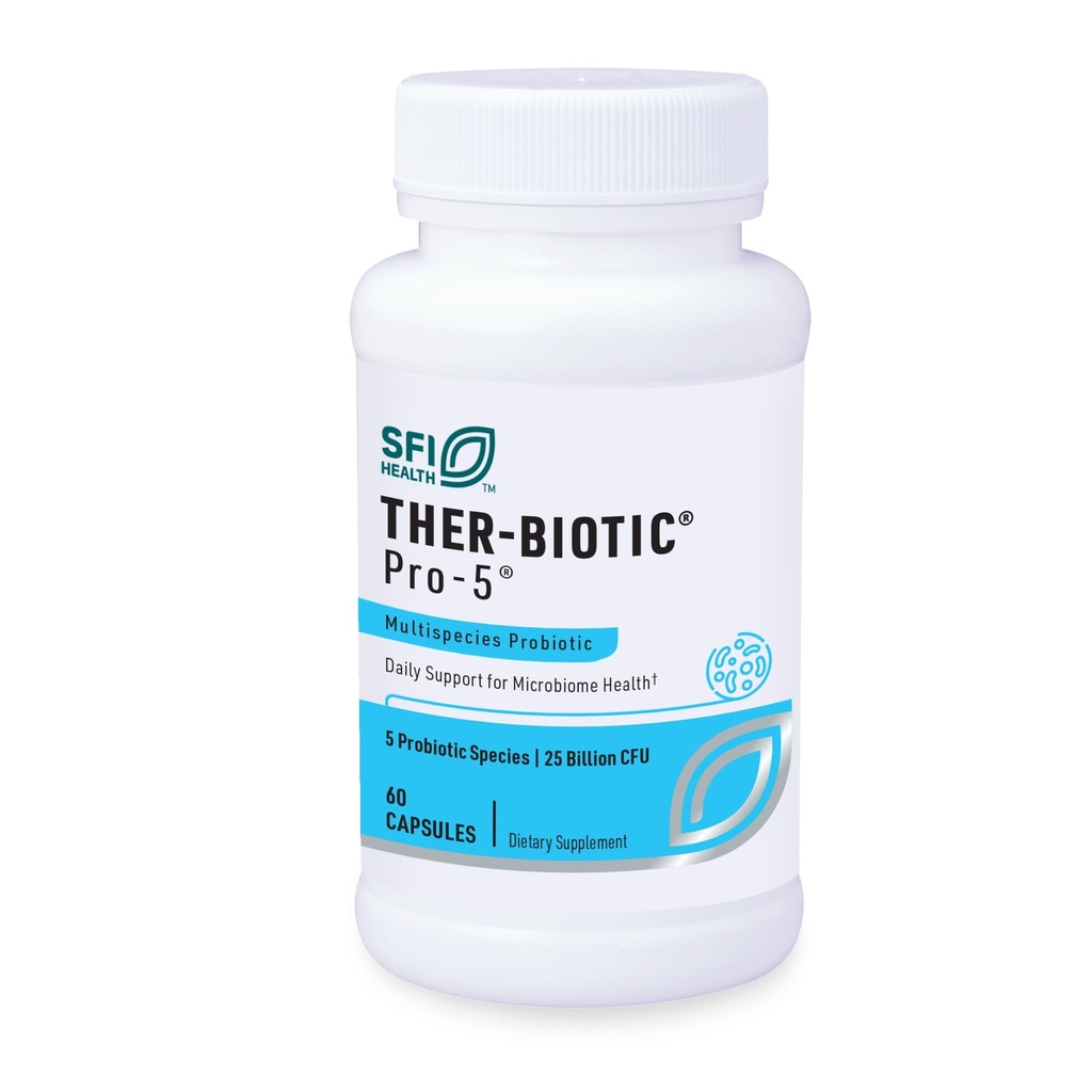 Klaire Labs SFI Health Pro-5 Probiotic - 25 milijard CFU velike doze Večvrstna podpora za rekolonizacijo črevesja za moške in ženske, hipoalergenične in mlečne izdelke (60 kapsul)