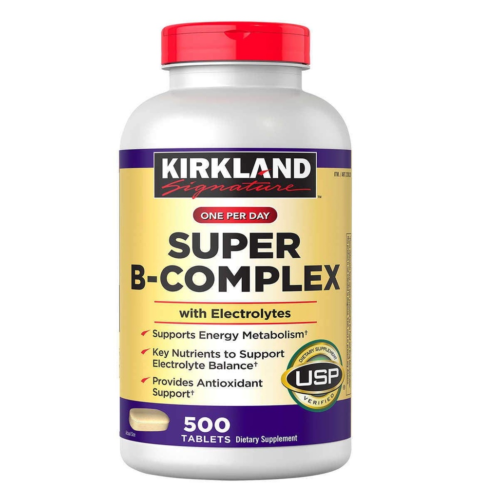 Kirkland podpis Super B-kompleks z elektroliti, 500 tablet (4 paketi)
