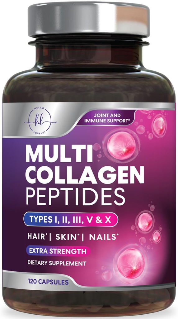 Multi colagen dodatek 2400 mg - vrste I, II, III, V & X Multi colagen peptidi tablete za ženske in moške, hidrolizirane kolagen dopolnila, las, kože, nohti, in skupni dodatek, 120 kapsule