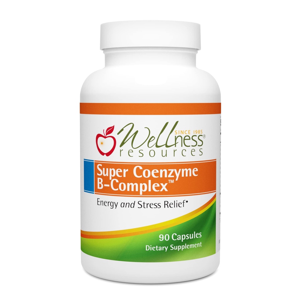 Wellness Resources Super Koencim B Complex - 90 Kapsule - Vitamin B12, Vitamin B Kompleks za rast las, Adrenalna podpora in Stres Relief - Metilirani B12, Folat, Biotin, Riboflavin, Tiamin
