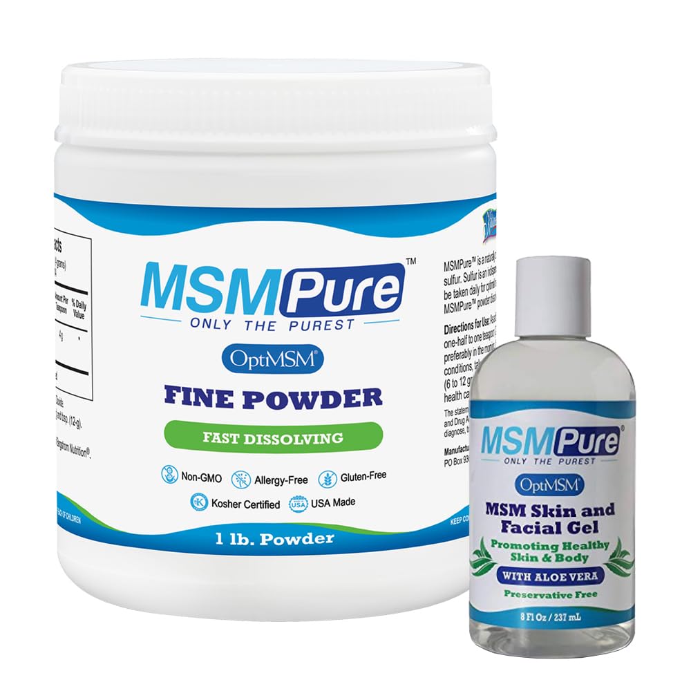 KALA ZDRAVSTVEN MSM Fine Powder 1lb in MSM Gel z organsko Aloe 8oz paket