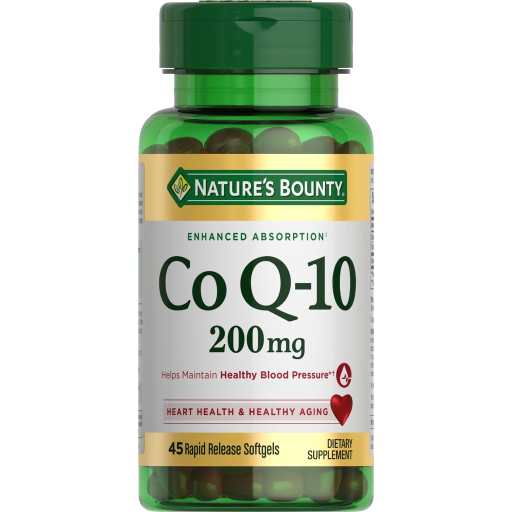 Bounty narave CoQ10, zdravje srca in zdravo staranje, prehranska dopolnila, 200mg, 45 hitro sproščanje softgels