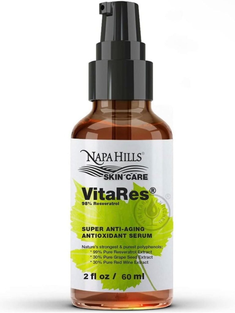 Liquid VitaRes Resveratrol kapljice Nega kože - Super koncentrirana, naravna, super biorazpoložljivost - Grozdna koža, grozdno seme, Resveratrol (2 Fl Oz, 98% Jakost)