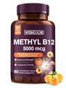 Vitamin B12 Podjezična, Metilkobalamin 5000mcg za proizvodnjo energije, energijo, Živčno in celično podporo, Naravne Peach Flavor, Vegan, Zero Sugar, 90 Fast Dissolve tablete