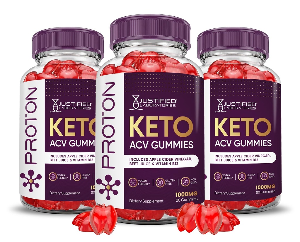 Upravičeni laboratoriji (3 Pack Proton Protein Keto ACV Gummies Napredna Formula 1000MG Proton Boost Formulated with Granatni beet Juice Powder B12 Vegan Non GSO 180 Gummys