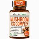 Močan goba kompleks s Turčijo rep, levja griva ekstrakt, šitake gobe, Reishi, Cordyceps, Maitake, Chaga & More – 10-v-1 gobe dodatek za duševno jasnost, naravna energija & fokus