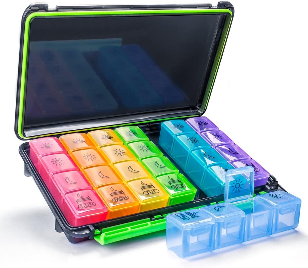 Tedenske tablete Organizator, 7 Day Pill Box (4-Times-A-Day) Prenosni za potovanje z Moistrure-Proof Design tablete primeru tabletke/vitamin/ribje olje/dobavitelji
